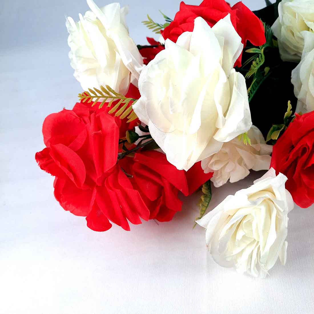 Artificial Flowers Bunch- Apkamart #color_Red & White