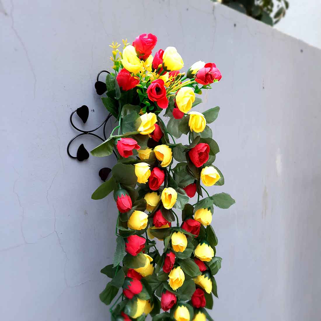 Artificial Wall Hanging Plants- Apkamart #color_Red & Yellow