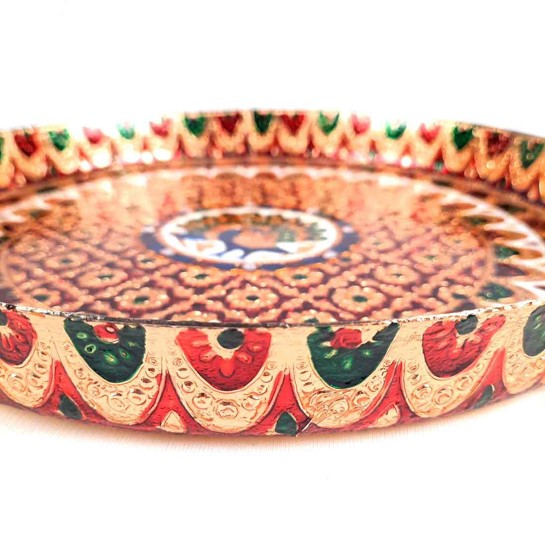 Meenakari Pooja Plate | Aarti Thali - For Pooja, Weddings & Festivals - 13 Inch - ApkaMart