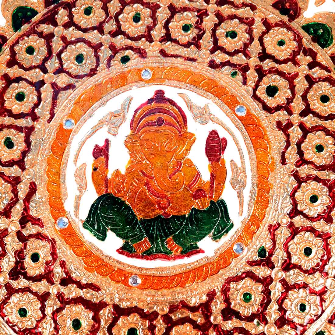 Pooja Plate | Aarti Thali - Ganesha Ji Design - For Pooja, Weddings & Festivals - 13 Inch - ApkaMart