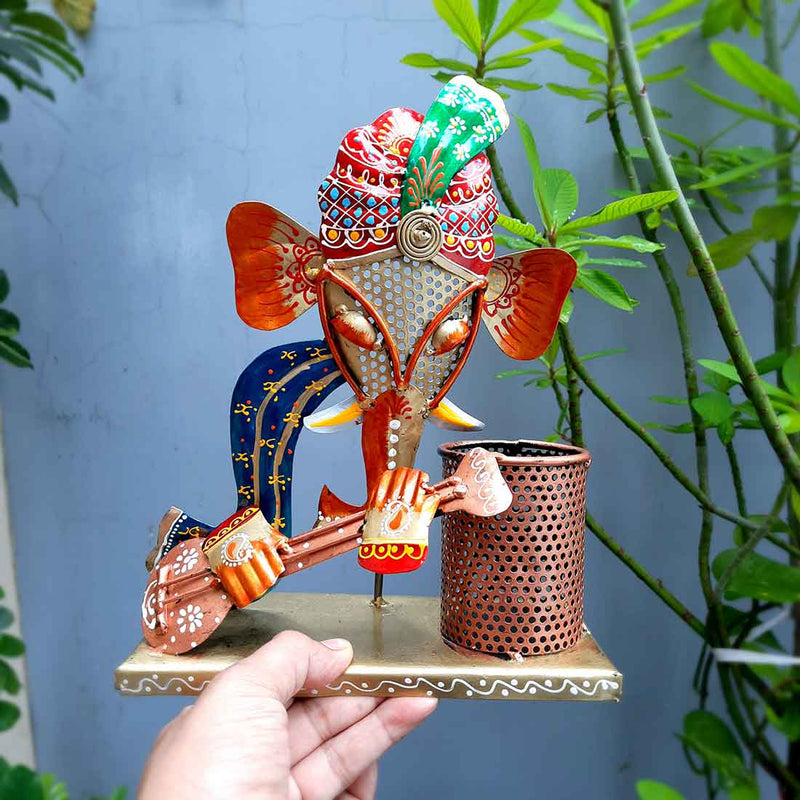 Ganesha Design Pen Holder for Table Decor & Gifts - 11 Inch - ApkaMart