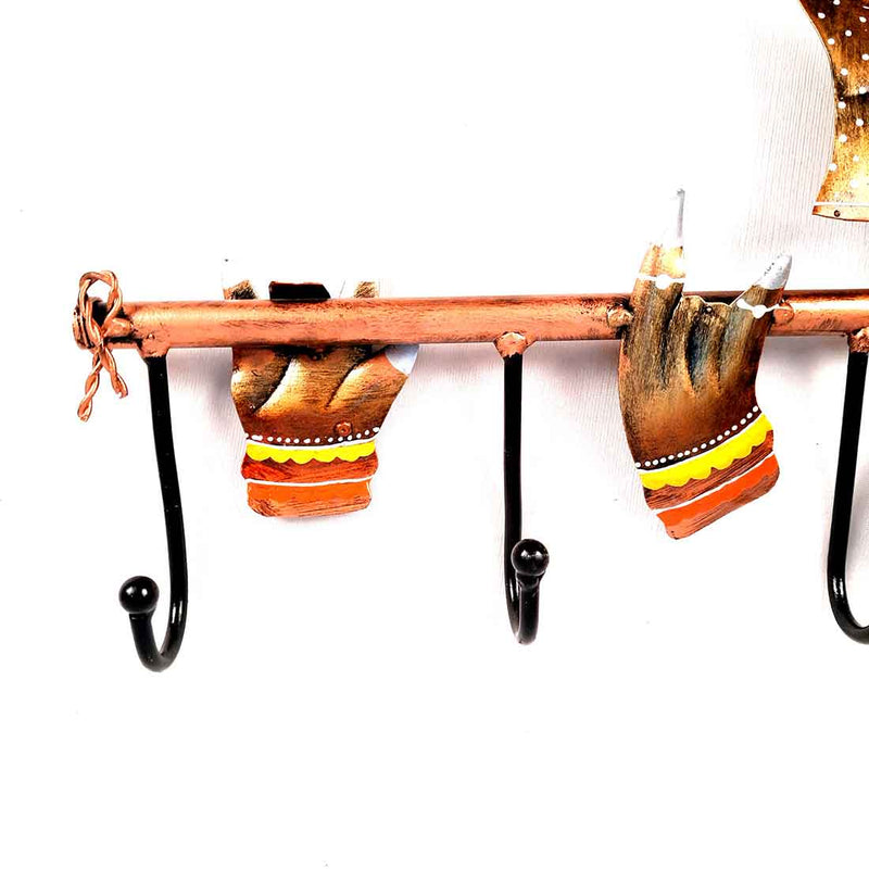 Metal Wall Hanger - Key Hook Ganesha Design - For Home Decor - 13 Inch - ApkaMart