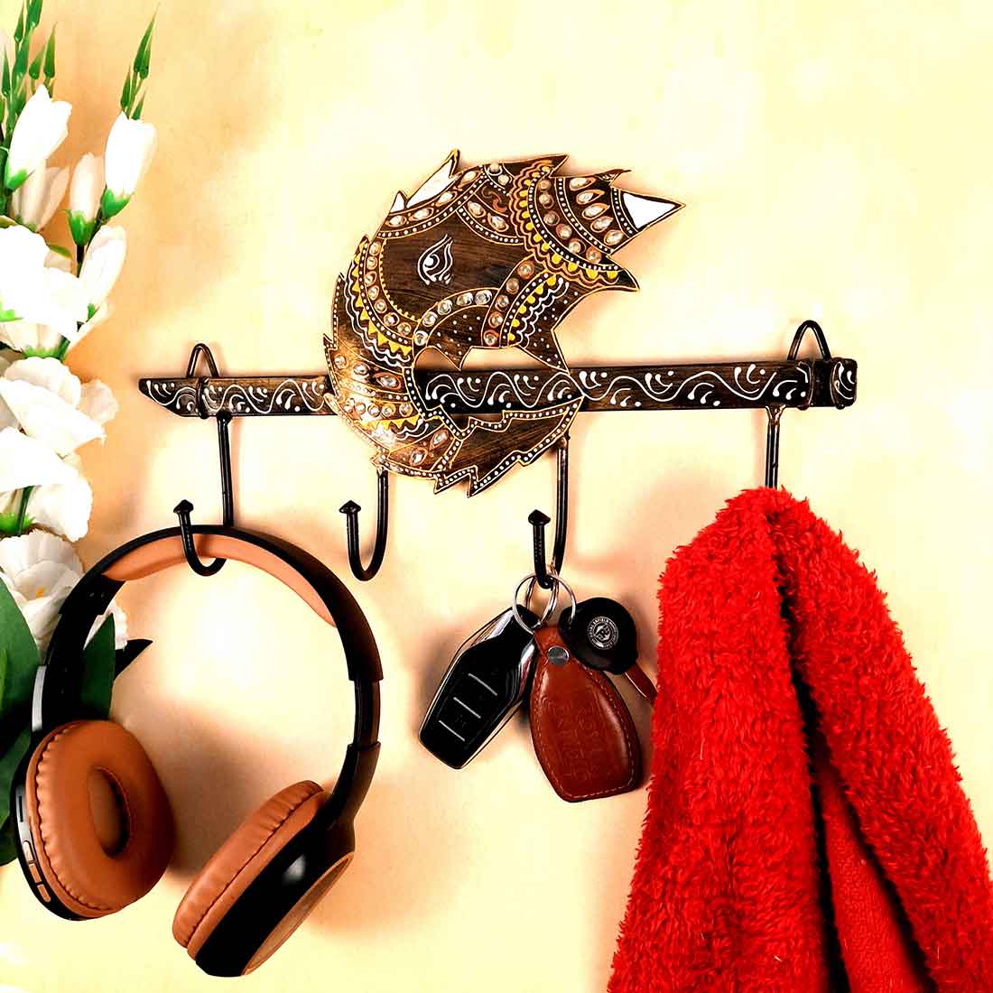 Key Holder | Ganesha Key Hook - for Wall Decor & Gifts -15 Inch - ApkaMart
