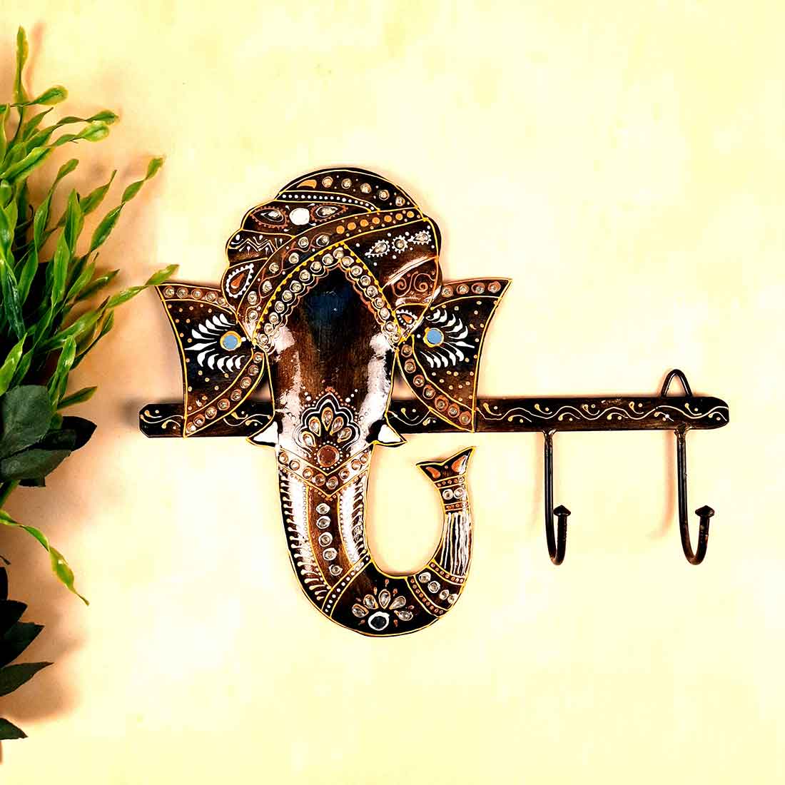Metal Wall Hanger - Key Hook Ganesha Design - For Home Decor - ApkaMart