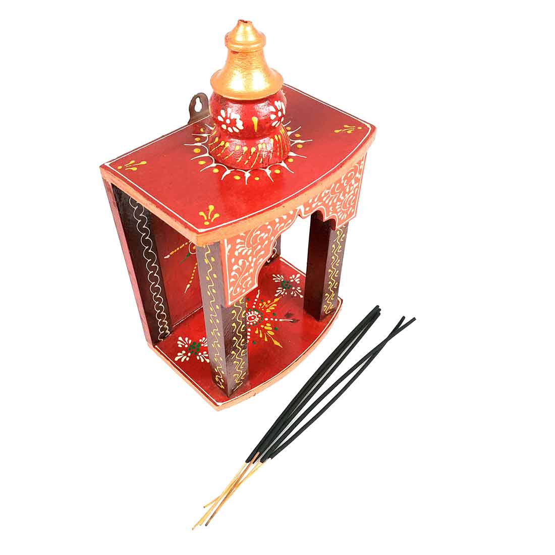 Pooja Mandir for Your Puja Ghar | Wooden Wall Hanging Puja Stand | God Temple For Home Office & Shop With Detachable Gumbad - 10 Inch