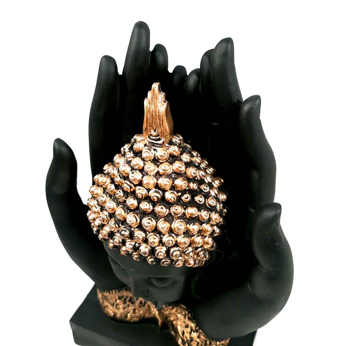 Buddha Head Showpiece - Palm Buddha Statue - 26 Inch #color_Black