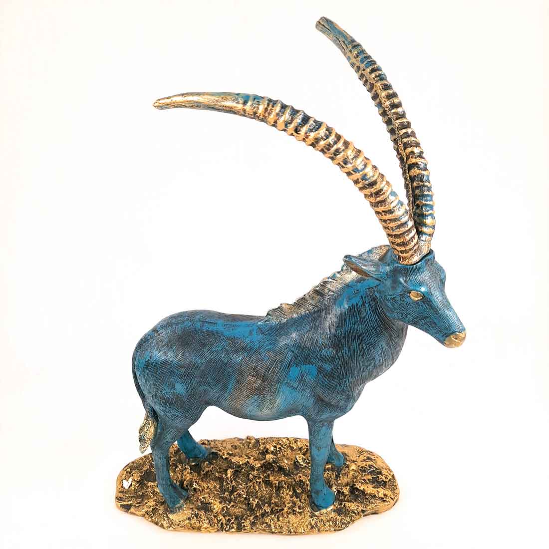 Standing Deer Big Showpiece | Hiran Statue - For Home Decor, Living Room & Gifts - 16 Inch - Apkamart #Color_Blue