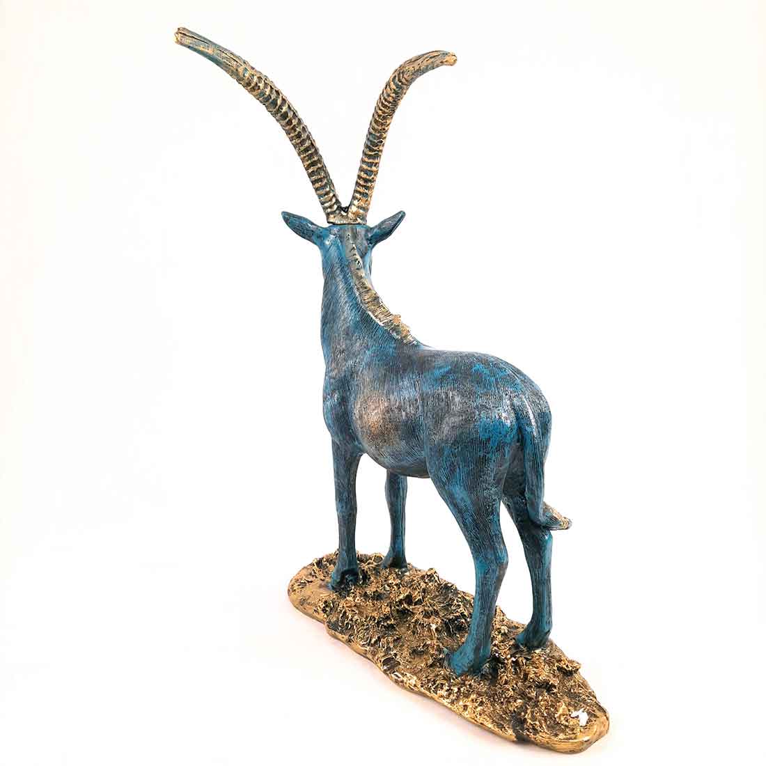 Standing Deer Big Showpiece | Hiran Statue - For Home Decor, Living Room & Gifts - 16 Inch - Apkamart #Color_Blue