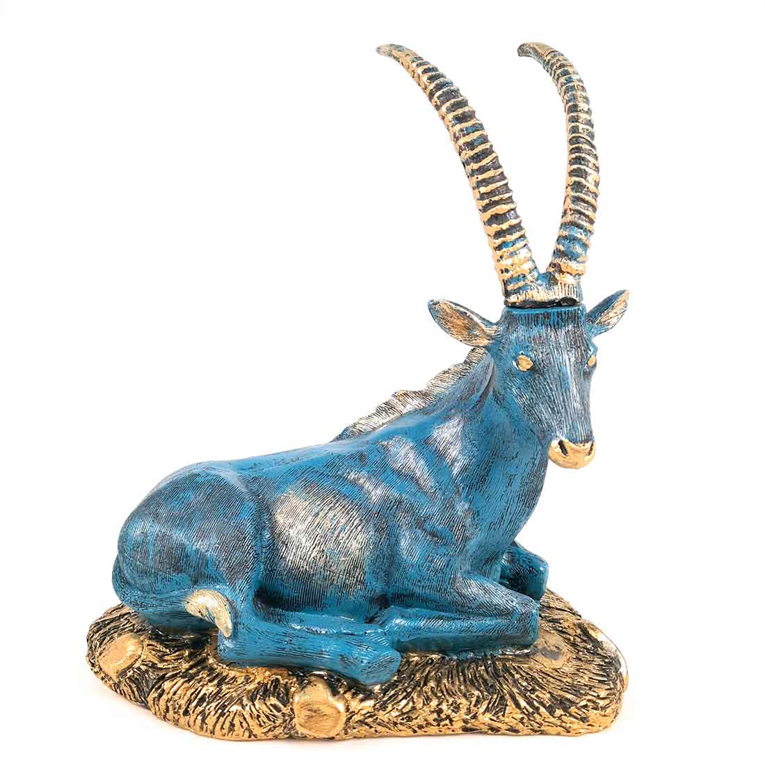 Sitting Deer Showpiece | Animal Figurine - For Garden, Living Room Decor & Gifts - 10 Inch #Color_Blue