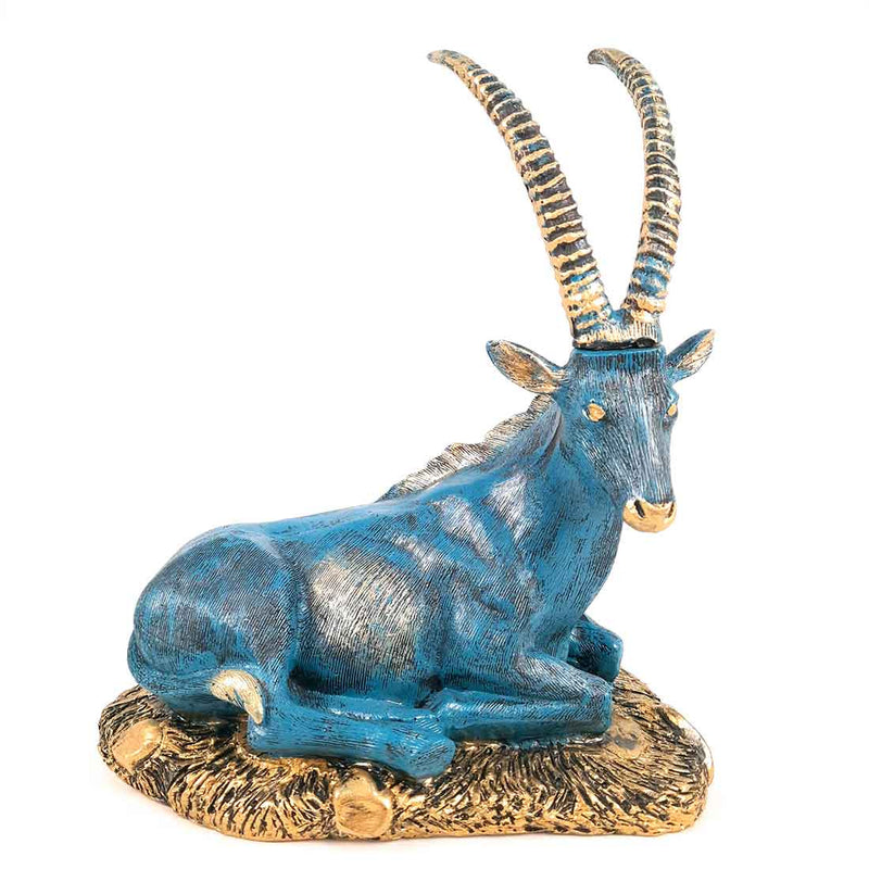 Sitting Deer Showpiece | Animal Figurine - For Garden, Living Room Decor & Gifts - 10 Inch