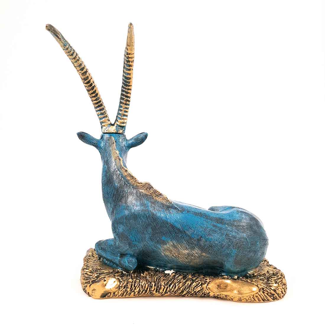 Sitting Deer Showpiece | Animal Figurine - For Garden, Living Room Decor & Gifts - 10 Inch #Color_Blue