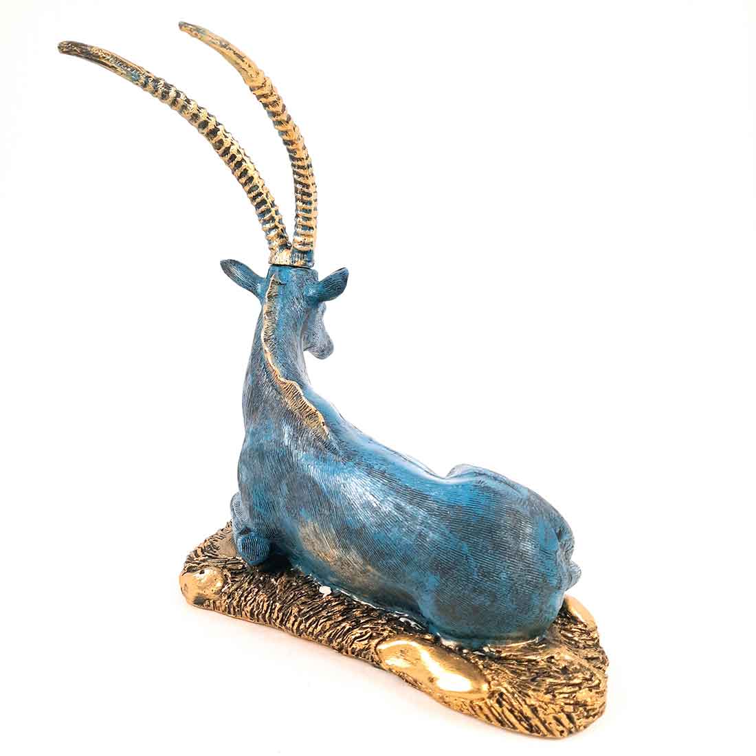 Sitting Deer Showpiece | Animal Figurine - For Garden, Living Room Decor & Gifts - 10 Inch #Color_Blue