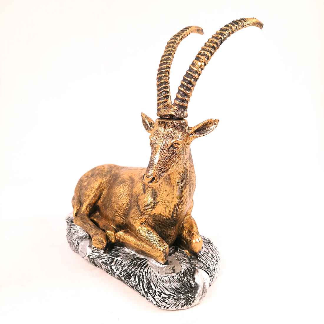 Sitting Deer Showpiece | Animal Figurine - For Garden, Living Room Decor & Gifts - 10 Inch #Color_Golden