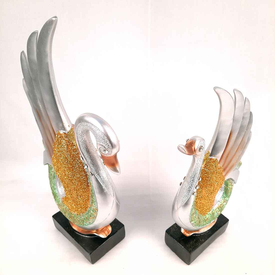 Couple Swan Pair Showpiece - For Home Decor & Gift - Set of 2 - 11 Inch-Apkamart #Color_White