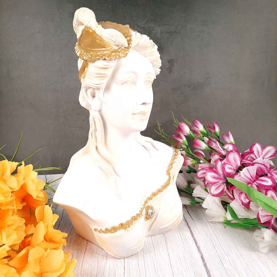 French Lady Antique Statue | Vintage Lady Figurine White - for Living Room, Home & Shelf Décor - 16 Inch