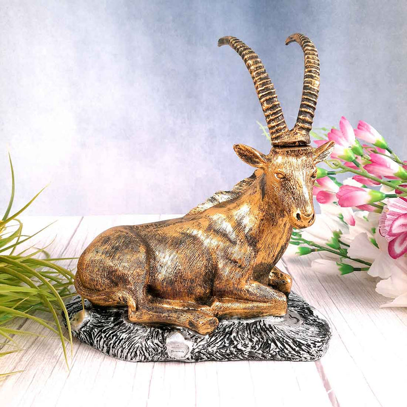 Sitting Deer Showpiece | Animal Figurine - For Garden, Living Room Decor & Gifts - 10 Inch