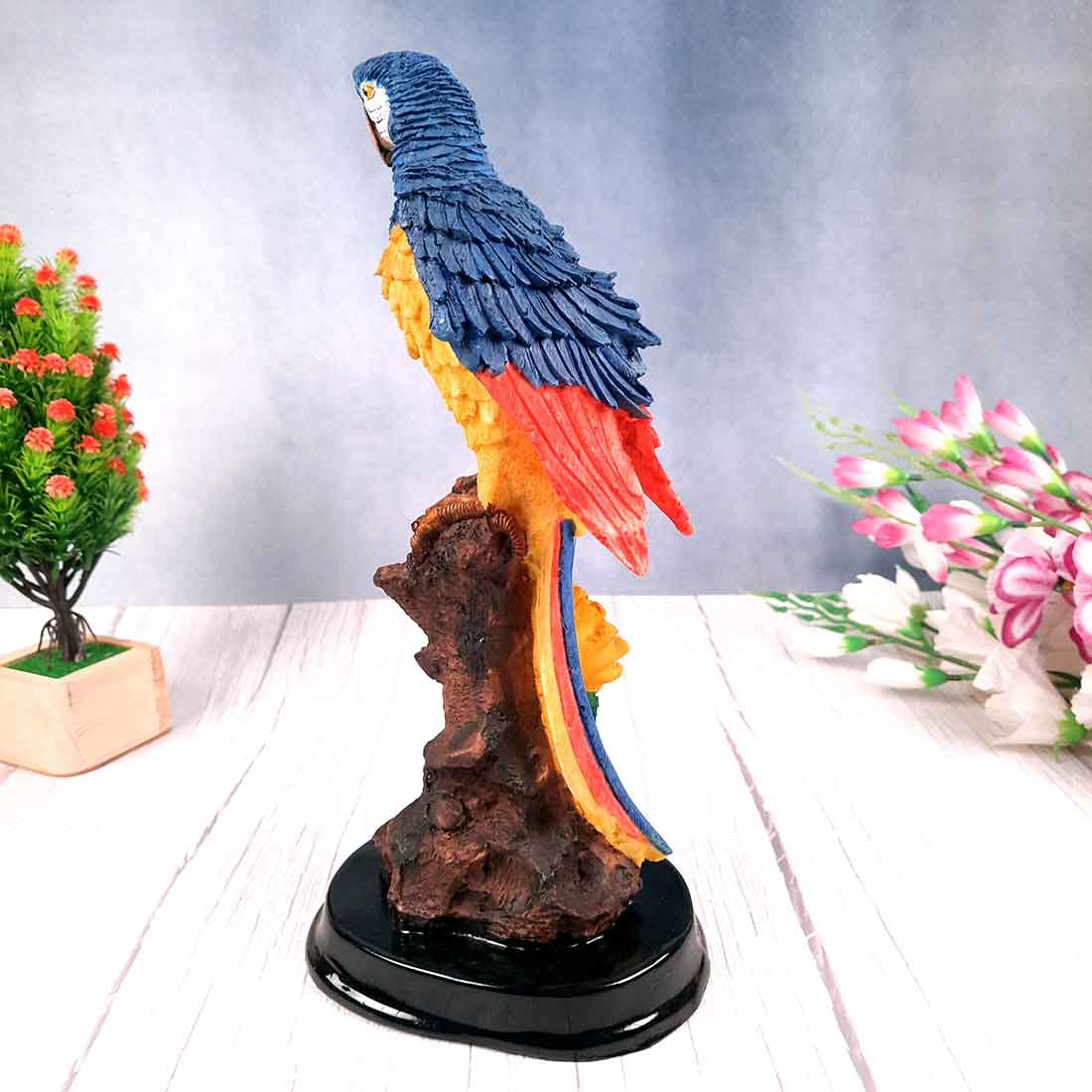 Decorative Parrot Showpiece - For Home, Table, Graden Decor & Gifts - 13 Inch - Apkamart #Color_Dark Blue
