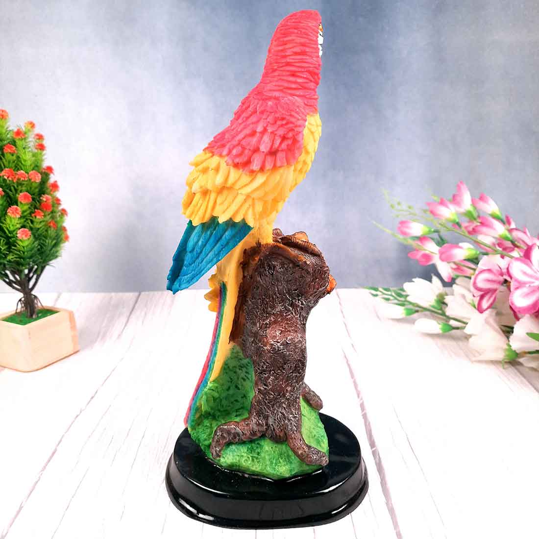 Decorative Parrot Showpiece - For Home, Table, Graden Decor & Gifts - 13 Inch - Apkamart #Color_Pink