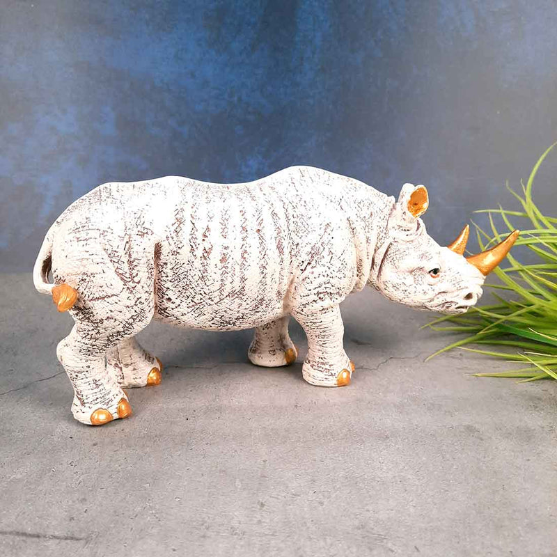 Rhino Showpiece Statue - For Home Decor, Office, Table Decor & Gifts - 5 Inch - Apkamart