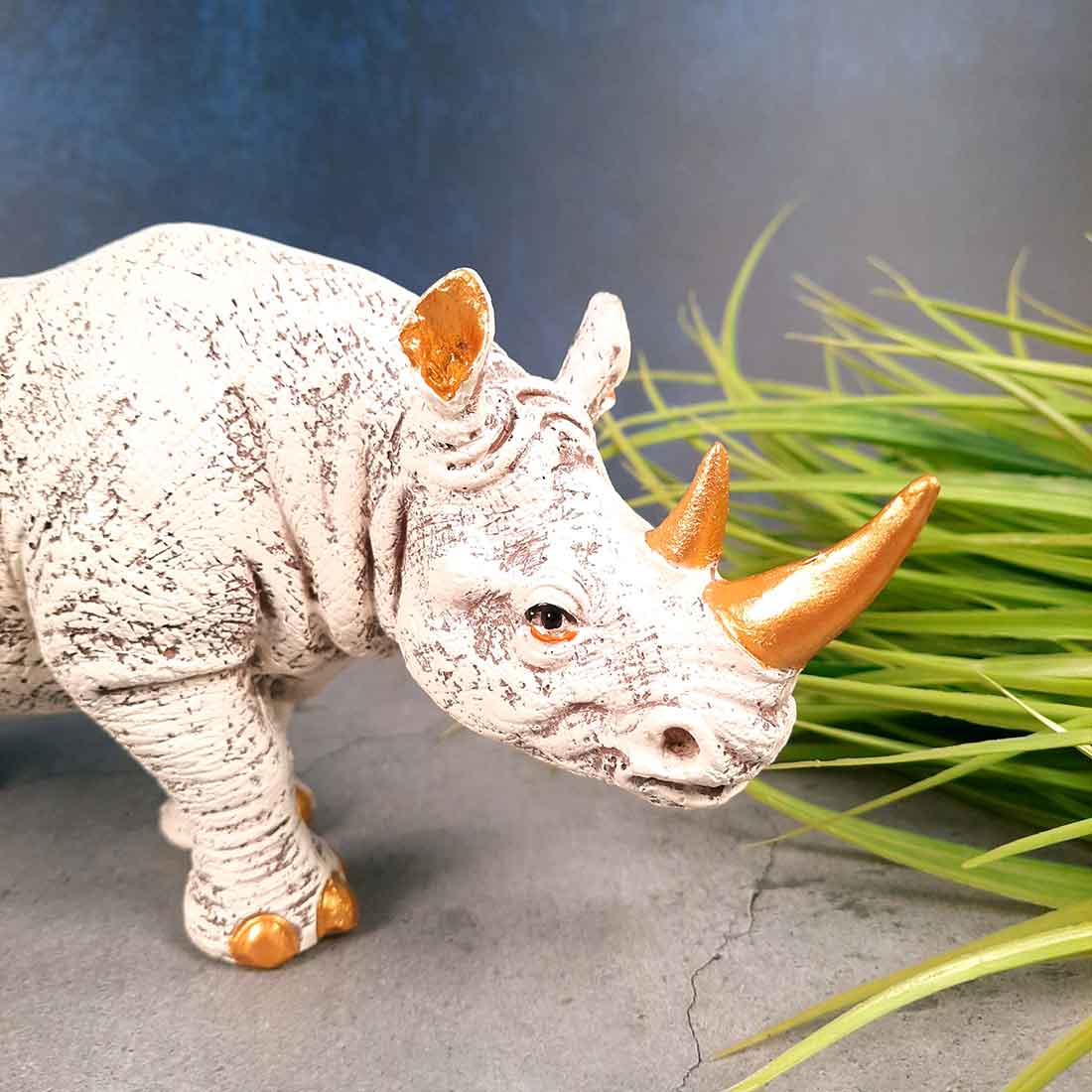 Rhino Showpiece Statue - For Home Decor, Office, Table Decor & Gifts - 5 Inch - Apkamart