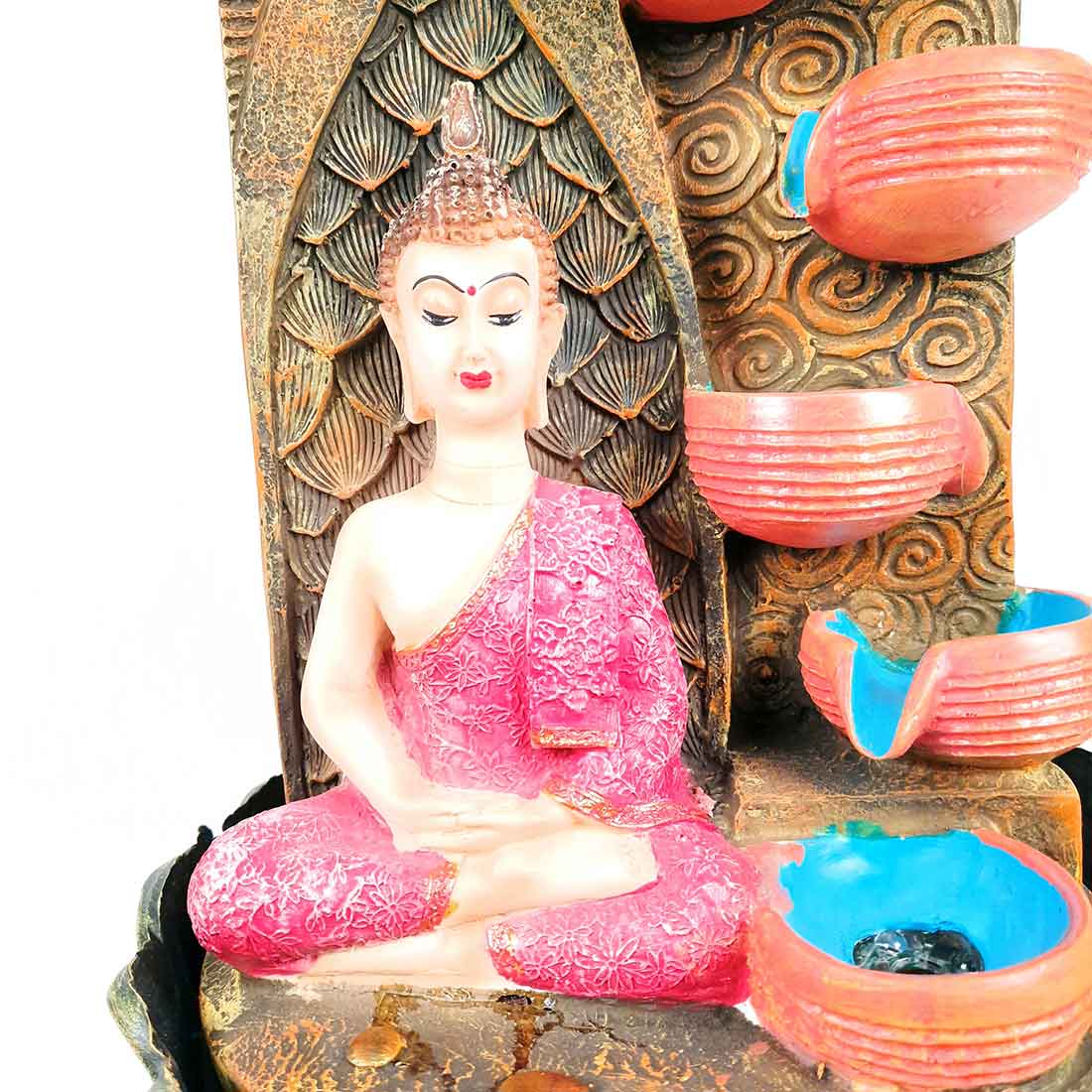 Water Fountain with Buddha Statue - For Living Room, Table Decor, Office & Home Decoration Gifts - 15 inch - Apkamart