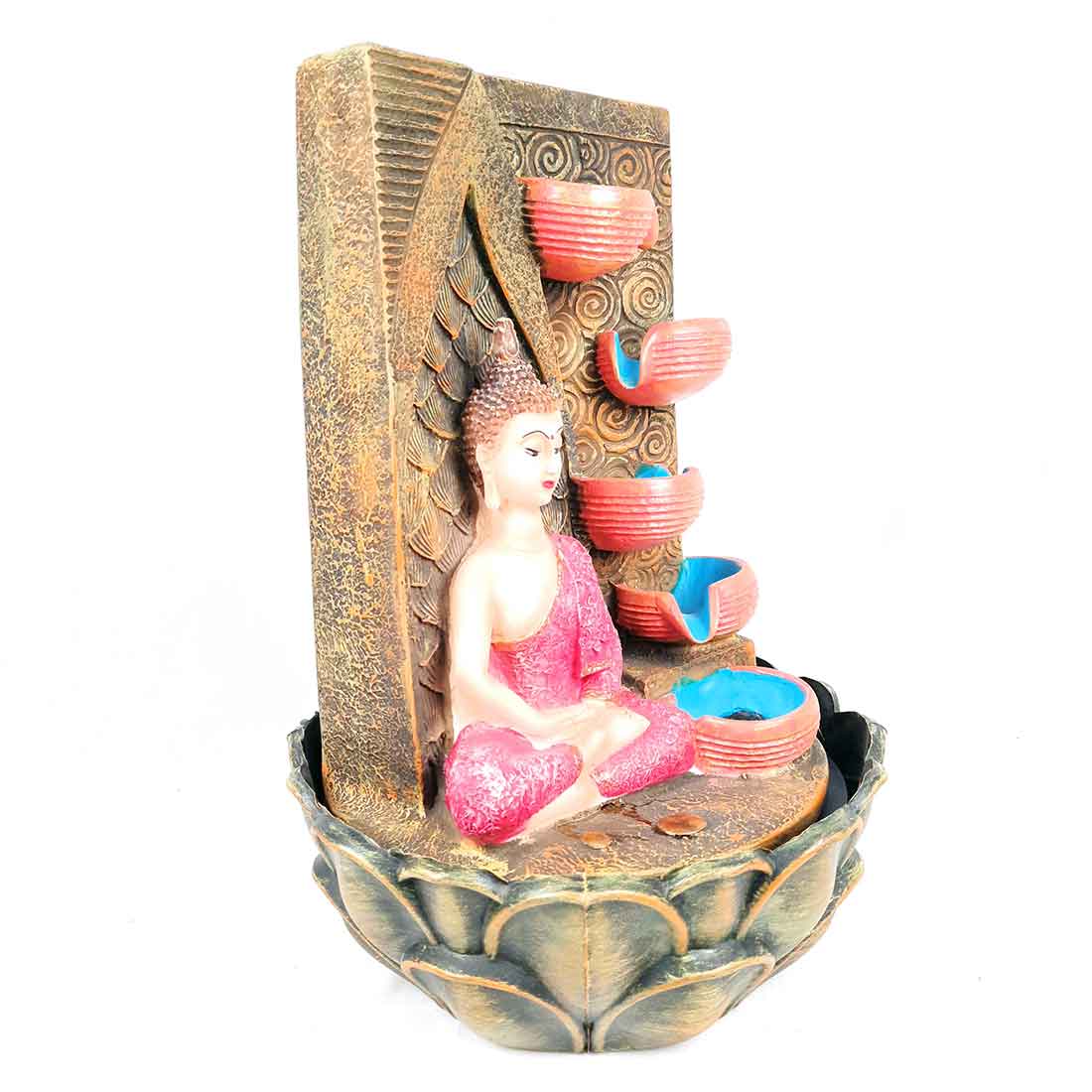 Water Fountain with Buddha Statue - For Living Room, Table Decor, Office & Home Decoration Gifts - 15 inch - Apkamart