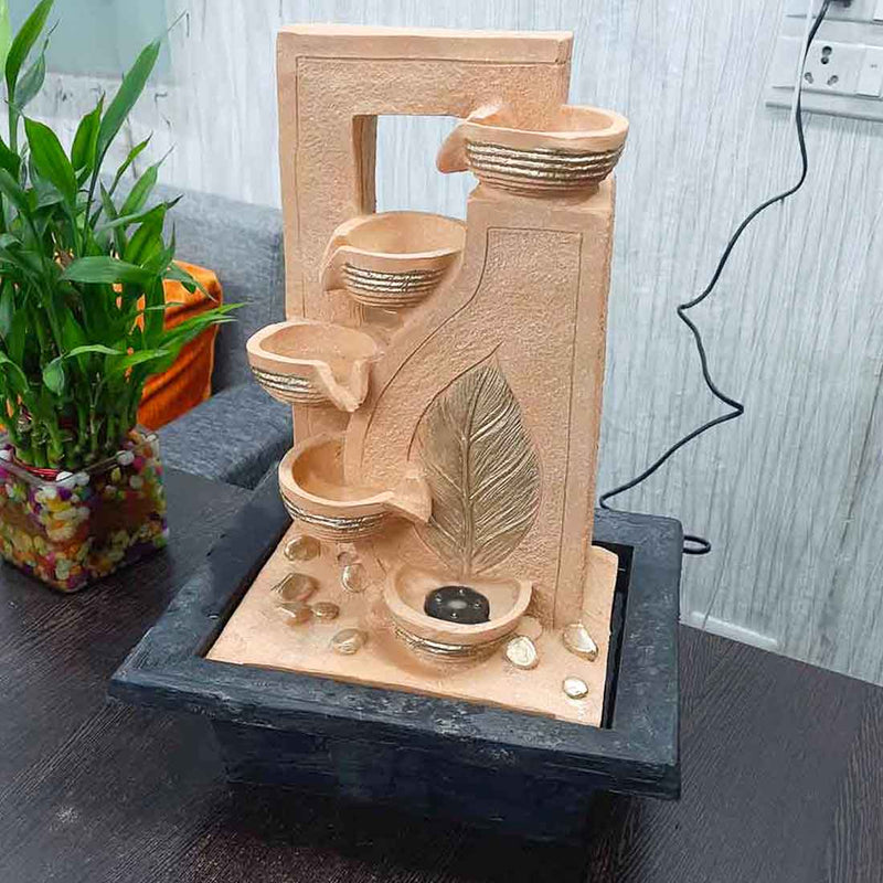 Table Top Water Fountain 5 Step with LED Lights | Decoration Showpiece - For Vastu, Home Décor & Gifts - 16 Inch -Apkamart