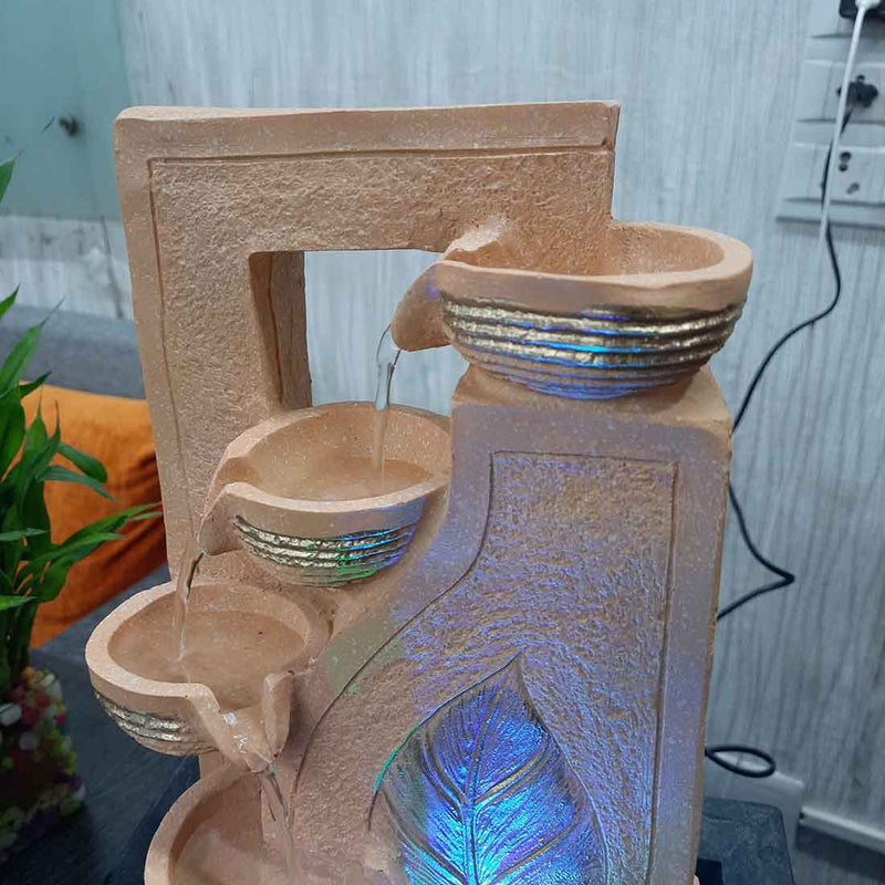 Table Top Water Fountain 5 Step with LED Lights | Decoration Showpiece - For Vastu, Home Décor & Gifts - 16 Inch -Apkamart