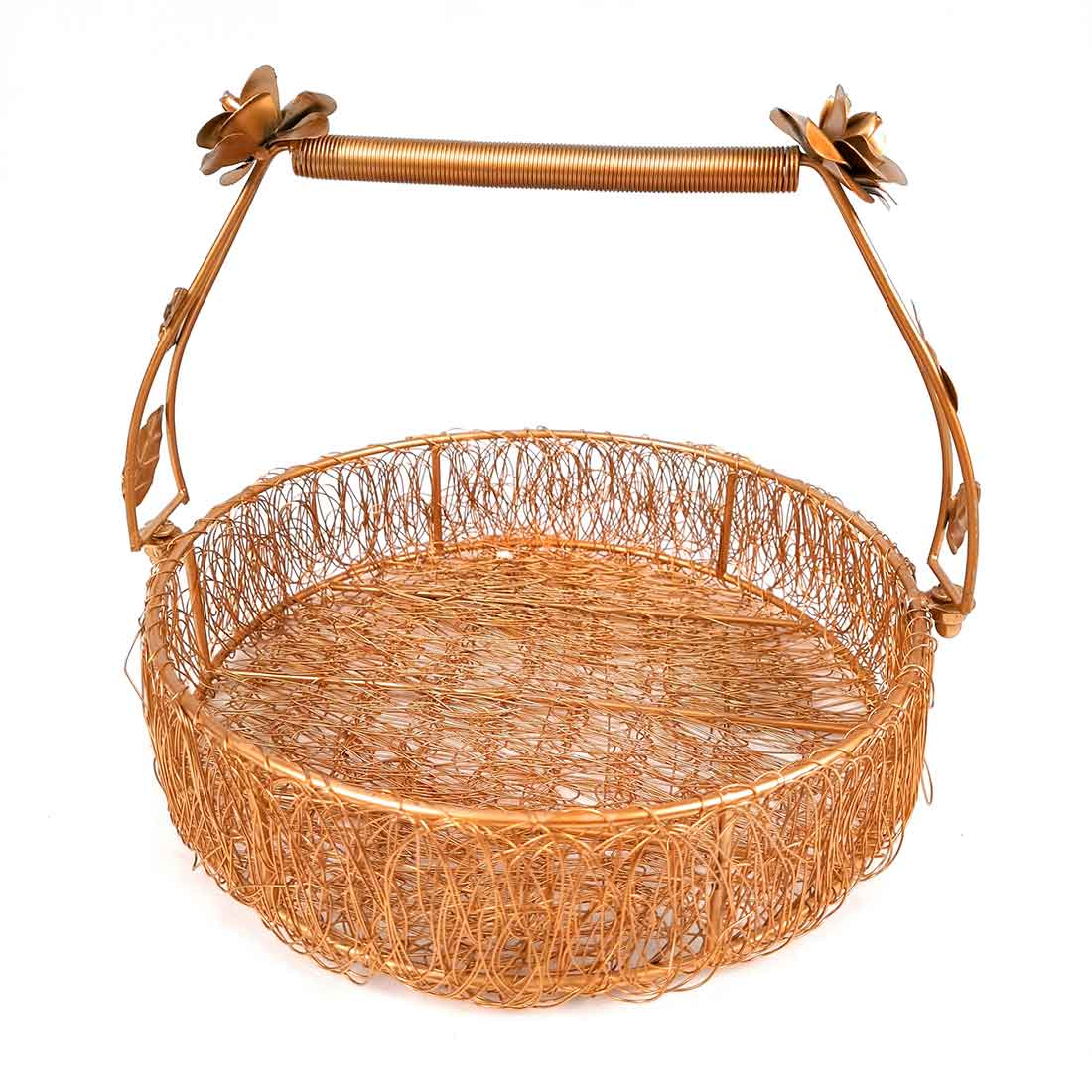 Multi-Purpose Gold Plated Meshwire Basket | Shagun Basket - For Packing & Serving Fruits, Sweets & Gifts - 11 Inch - Apkamart