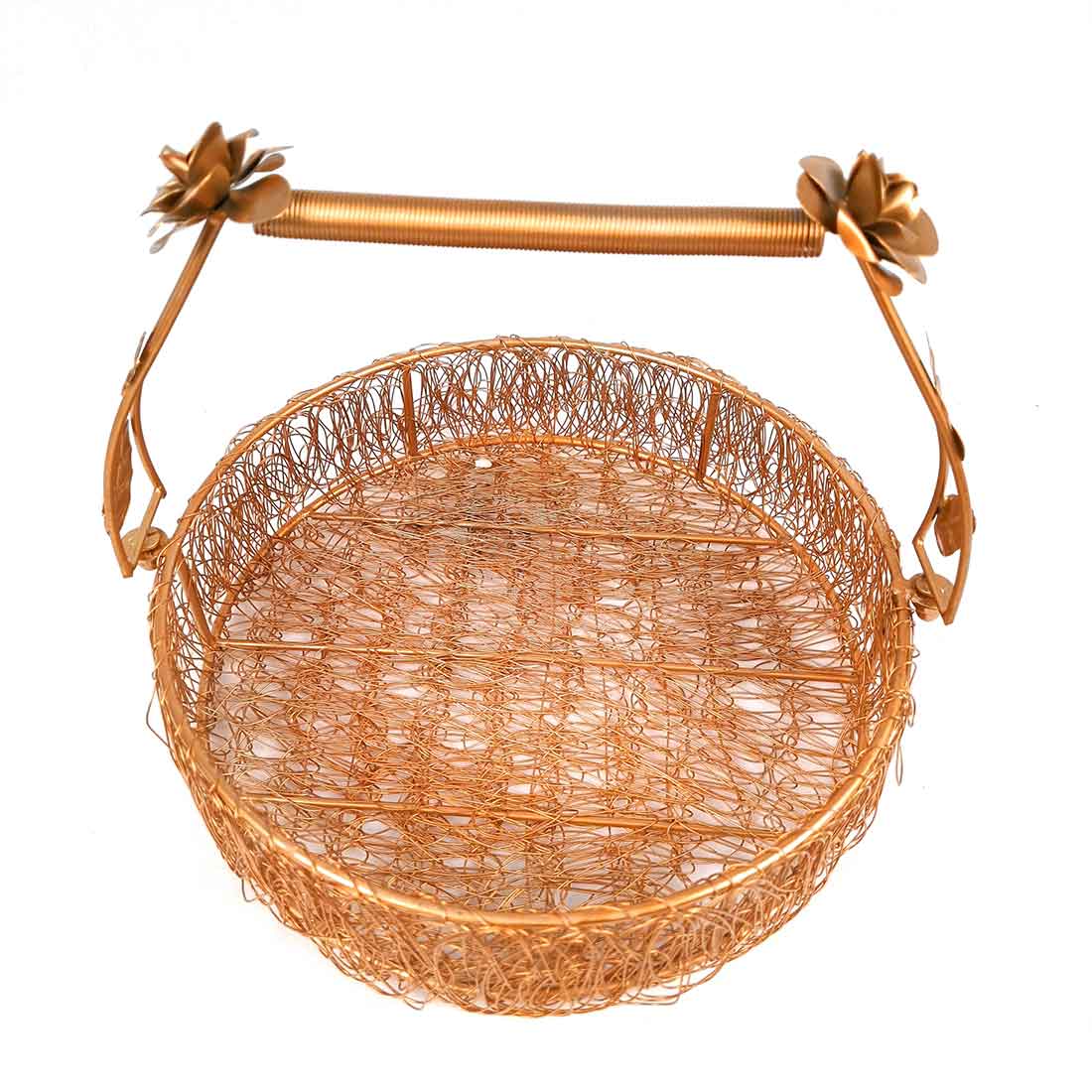 Multi-Purpose Gold Plated Meshwire Basket | Shagun Basket - For Packing & Serving Fruits, Sweets & Gifts - 11 Inch - Apkamart