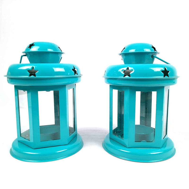 Decorative Hanging Lantern Tealight Holder | Lalten Wall Hanging - for Home Decor, Living Room & Wall Decor - Set of 2- 8 Inch- Apkamart