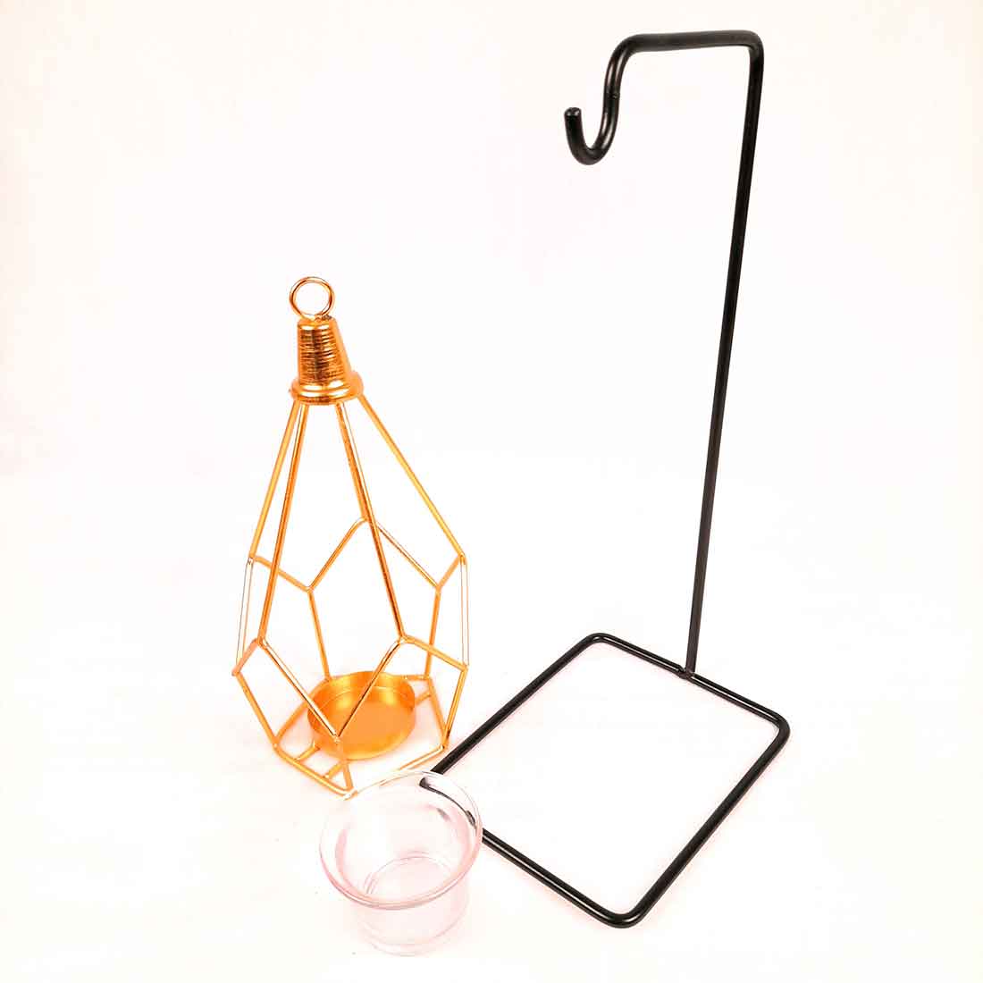 Hanging Geometric Candle Holder | Votive Tea Light holder - For Living Room & Home Décor - 12 Inch - Apkamart #Style_Pack of 2