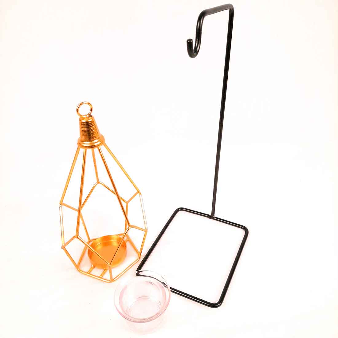 Hanging Geometric Candle Holder | Votive Tea Light holder - For Living Room & Home Décor - 12 Inch - Apkamart #Style_Pack of 2