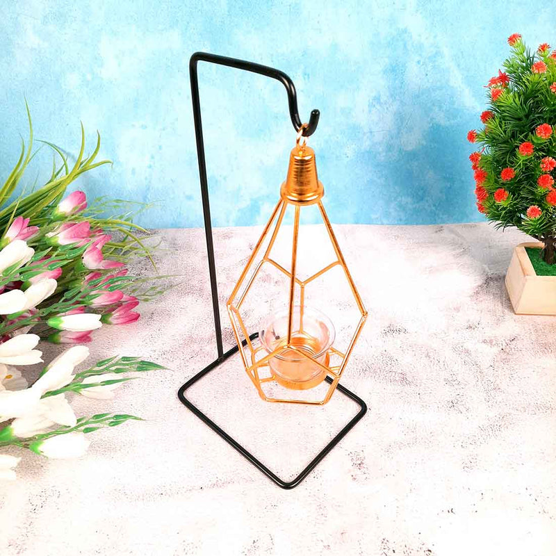 Hanging Geometric Candle Holder | Votive Tea Light holder - For Living Room & Home Décor - 12 Inch - Apkamart
