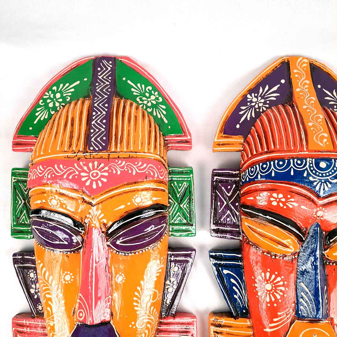 Tribal Egyptian Mask Wall Hanging - for Home Decor & Wall Decoration (Pack of 2) - 20 Inch -Apkamart