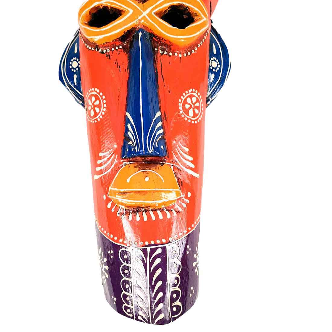 Tribal Egyptian Mask Wall Hanging - For Wall Décor & Home Decoration - 15 inch - ApkaMart #Color_Orange