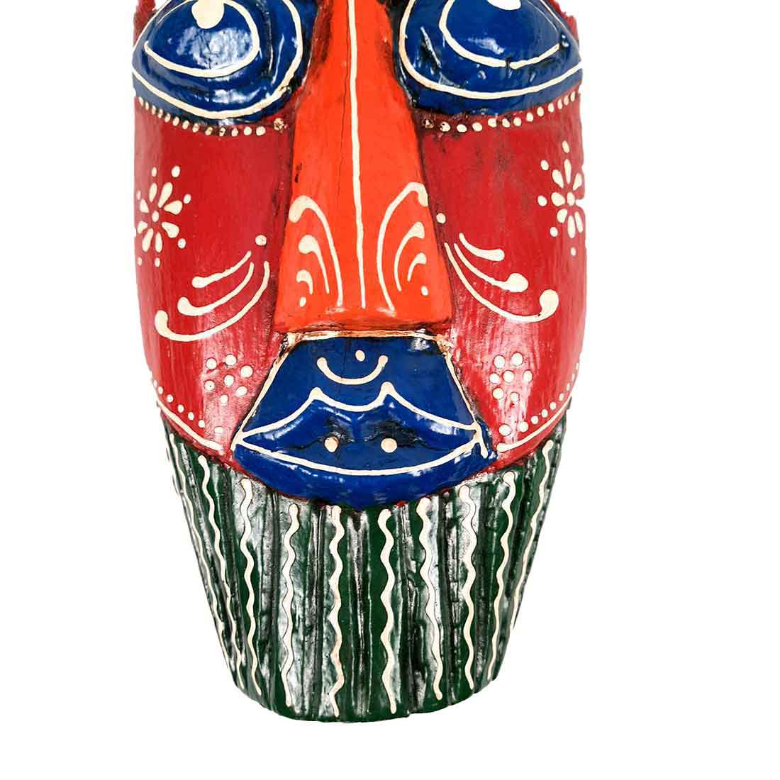 African Style Wall Decor Mask - Wall Hanging For Living room & Entrance Decor - 12 Inch - Apkamart #color_Red