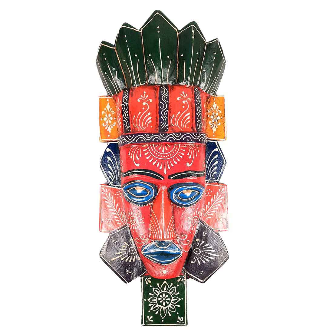 Wall Mask Nazar Battu | Decorative Tribal Masks For Home Entrance & Living Room | African Egyptian Big Face Hanging - For House, Door, Hall-Way, Balcony Decoration - 20 Inch