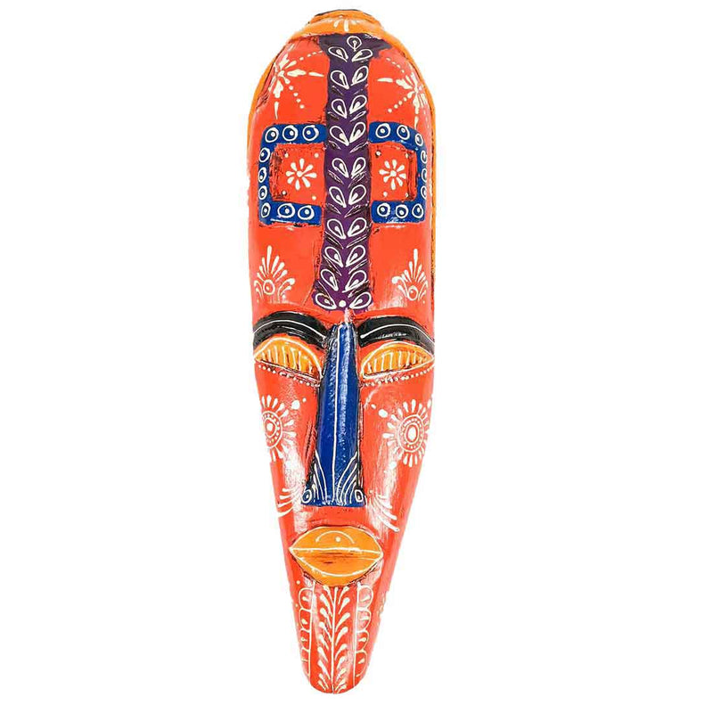 African Safari Masks | Decorative Wooden Masks - For Ethnic Wall & Home Decor (Pack of 2) - 18 Inch - Apkamart