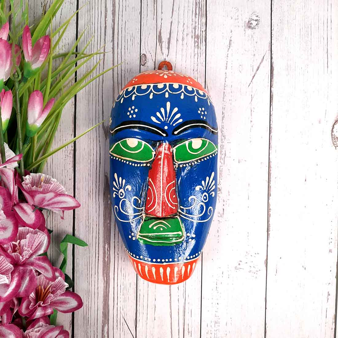 African Wall Mask | Carved Wooden Mask - For Home Decor & Gifts (Pack of 5) - 9 Inch - Apkamart