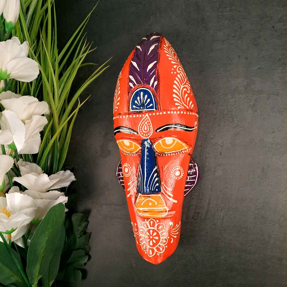 Tribal Mask Wall Hanging | Wooden Mask - for Home | Office | Cafés Interior Décor - 12 Inch