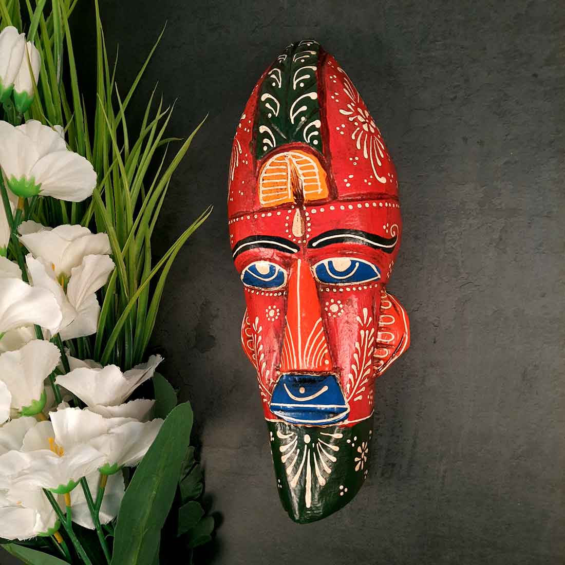 African Style Wall Decor Mask | Tribal Mask Wall Hanging - for Home and Office - 12 Inch