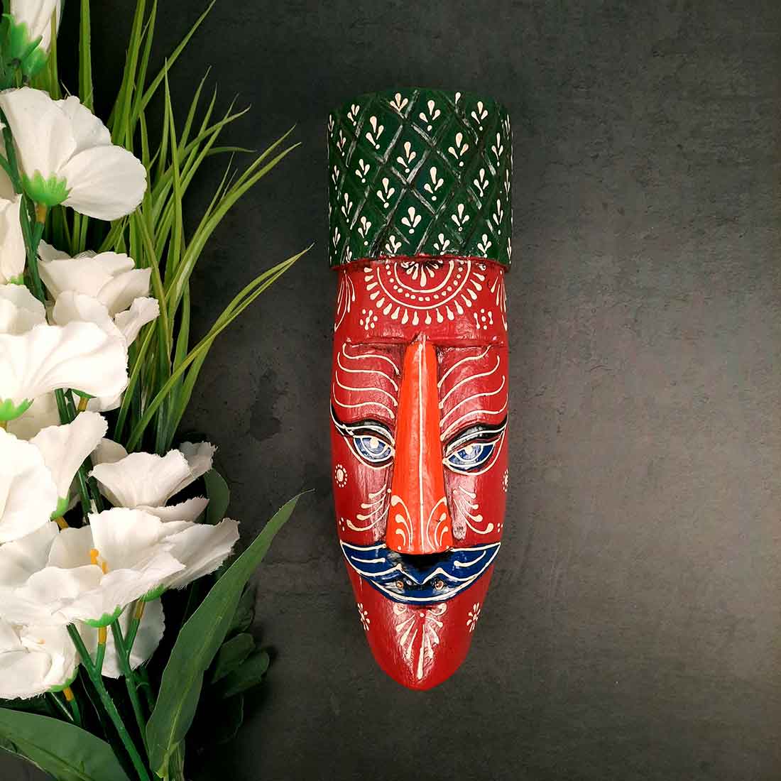 African Style Wall Decor Mask - Tribal Mask Wall Hanging - 12 Inch