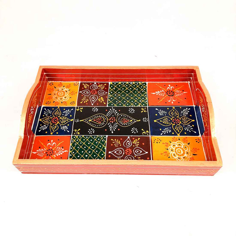 Wooden Serving Tray Set | Tea Serving Trays - For Kitchen, Dining Table & Gifts - Apkamart