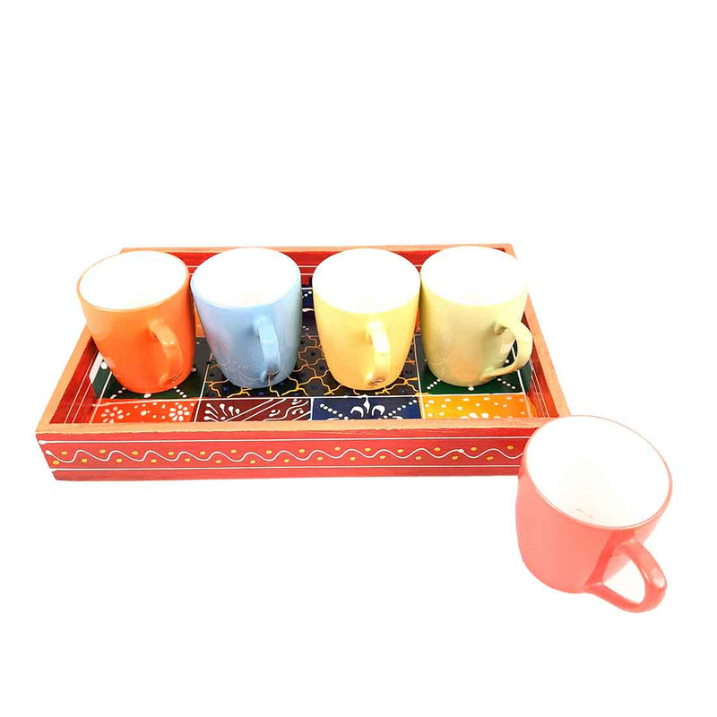 Wooden Serving Tray Set | Tea & Snack Serving Tray - For Serving & Table Decor -Apkamart