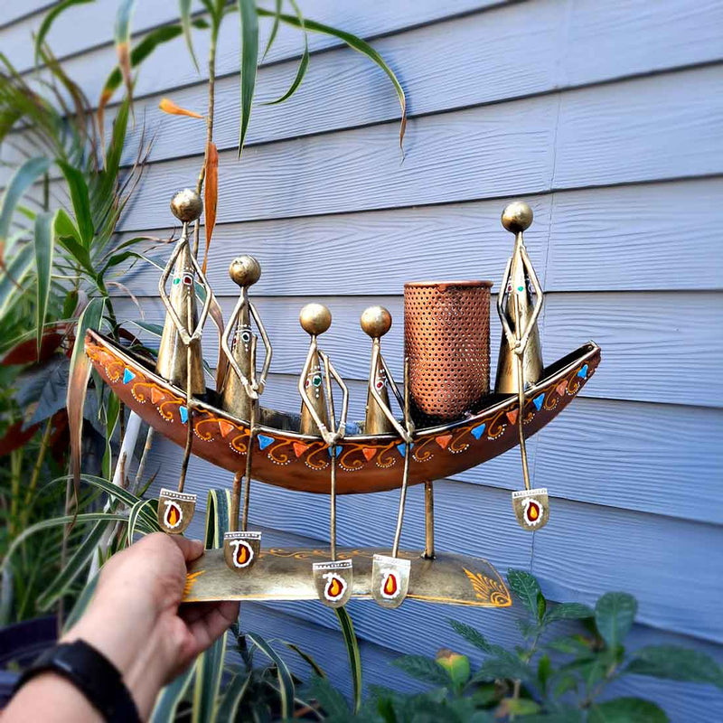 Showpiece Pen Holder | Desk Organizer - Boat Design - For Table Decor -15 Inch - ApkaMart