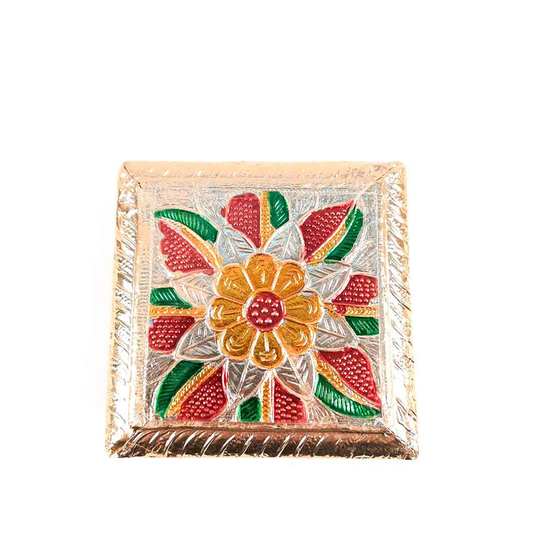 Pooja Chowki Bajot | Minakari Chauki Set - For Pooja, Festivals & Return Gifts (Pack of 2) 4 Inch - Apkamart
