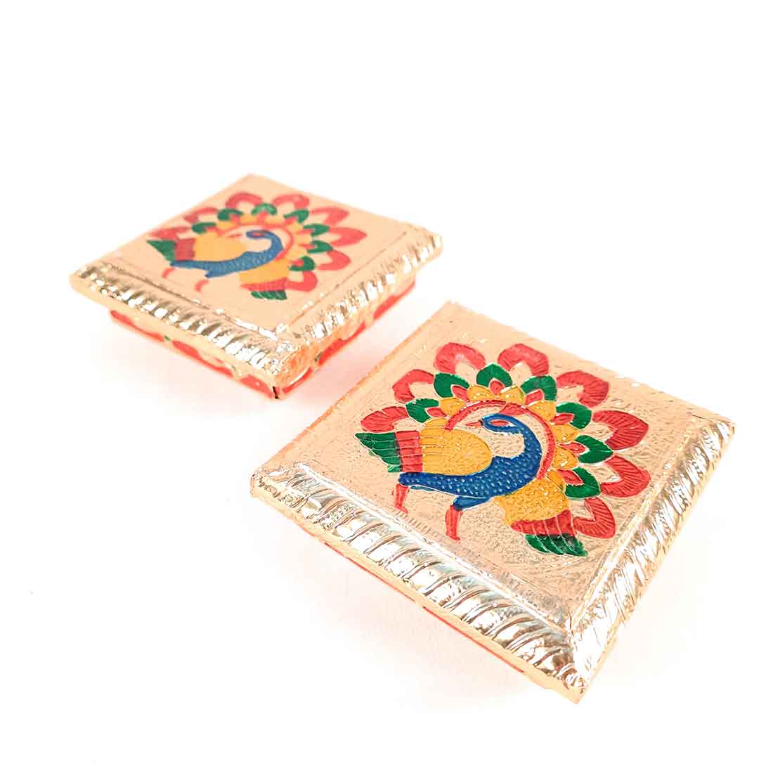 Pooja Chowki Bajot | Minakari Chauki Set - For Pooja, Festivals & Return Gifts (Pack of 2) 4 Inch - Apkamart #Style_Design 2