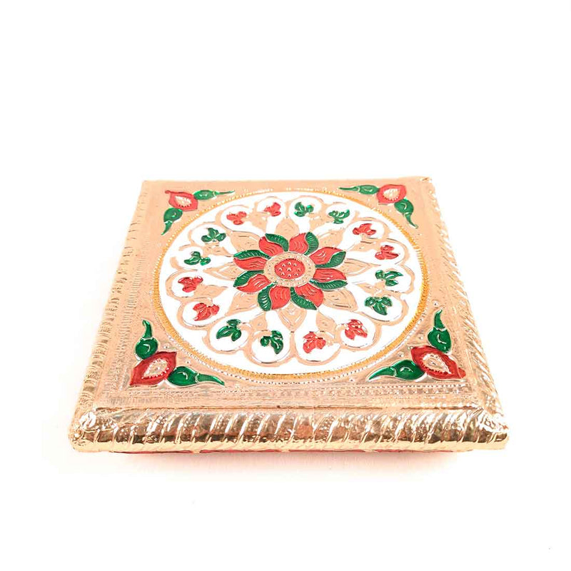 Pooja Chowki Bajot | Minakari Chauki Set - For Pooja, Festivals & Return Gifts (Pack of 2) 6 Inch - Apkamart