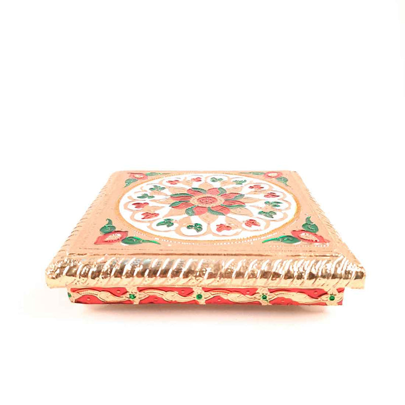 Pooja Chowki Bajot | Minakari Chauki Set - For Pooja, Festivals & Return Gifts (Pack of 2) 6 Inch - Apkamart